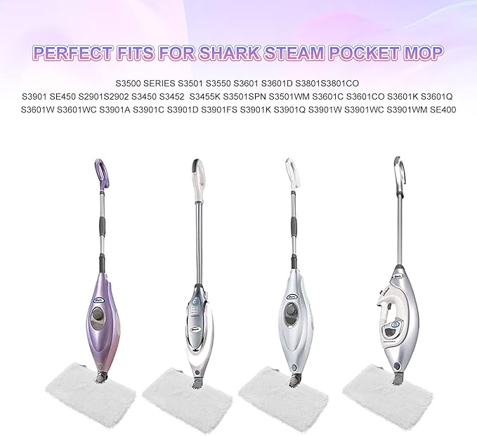 3 Pack Microfiber Steam Mop Replacement Pads for Shark Steam Mop S3500 Series S3501 S3601 S3550 S3901 SE450 S3801CO S3601D S2901 S2902 Steam Pocket Mop Pads for Floor Cleaning Reusable Shark Mop Pads