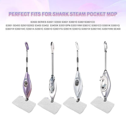 6 Pack Microfiber Steam Mop Replacement Pads for Shark Steam Mops S3500 Series S3501 S3601 S3550 S3901 SE450 S3801CO S3601D S2901 S2902 Steam Pocket Mop Pads Floor Cleaning Reusable for Shark Mop Pads