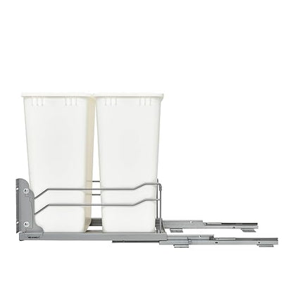 Rev-A-Shelf Double Pullout Trash Cans for Full Height Kitchen Cabinets 50 Quart 12.5 Gallon with Soft-Close Slides, 14.5" Min Opening, 53WC-2150SCDM-211