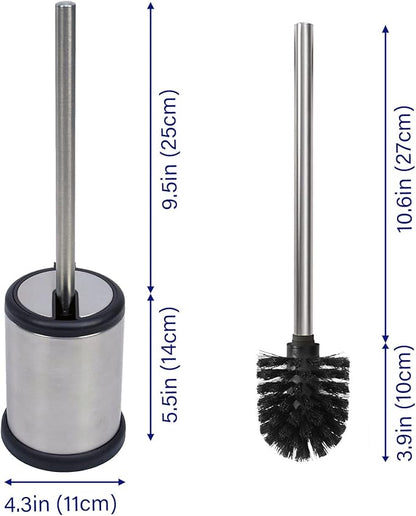 Casaphoria Stainless Steel Toilet Bowl Brush and Holder set for Deep Cleaning,Bowl Scrubber Brush with Lid for Bathroom,Deluxe Freestanding Toilet Brush and Plunger Combo
