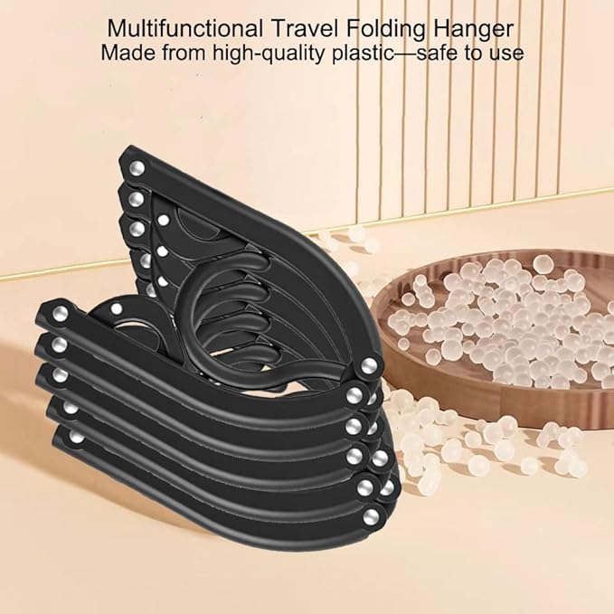 Foldable Travel Hangers,Essentials for Laundry,Portable and Collapsible with Hook,Essentials for Cruise Ship,Vacation,Camping,RV,Road Trip,Hotel,Business Travel, Student Apartment 20 PCS (Black)