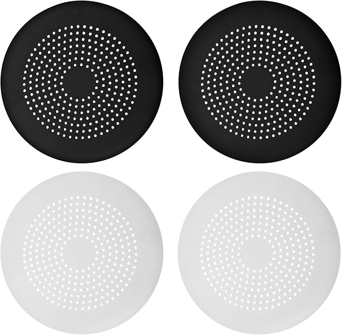 4Pcs Silicone Drain Covers Round Hair Drain Catcher with Suction Cup Shower Drain Hair Catcher Hair Stopper Shower Drain Covers for Shower Drains Bathroom Kitchen Bathtub Sink Easy to Install andClean