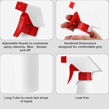 Eccliy 12 Pcs 16 Oz Plastic Spray Bottle, Adjustable Empty Reusable Sprayer for Cleaning, Planting, Water, Bathroom and Kitchen, BBQ, Commercial and Residential (New,Red)