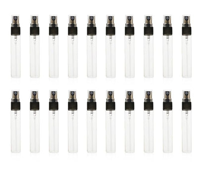 20 Pack Set 10ML Protable Refill Bulk Atomizer Spray Travel Perfume Bottle Hydrating Empty Bottle (Clear-Black)