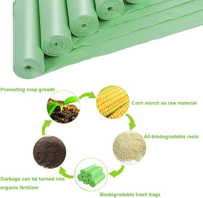 Inwaysin 1.2 Gallon Small Trash Bags Garbage Gags 1-1.5 Gallon 125 Counts, Mini Trash Bags Biodegradable for Bathroom Office Home Fit 4.5-5L Garbage Can (5 Rolls/Green)