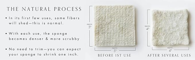 Wool Sponges 2-Pack - Environmentally Friendly, Long-Lasting & Compostable - Perfect for Dishes, Face, Body & Surfaces