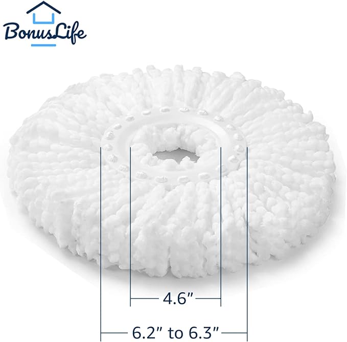 BonusLife 3-Pack Circular Spin Mop Head Refill Replacement