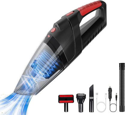 Handheld Vacuum Cleaner, Cordless Vacuum Cleaner, 6.5KPA Super Powerful Suction Cleaner, Rechargeable Portable Hand Vacuum,with LED, HEPA Filter, for Home & Pet Hair (Black)