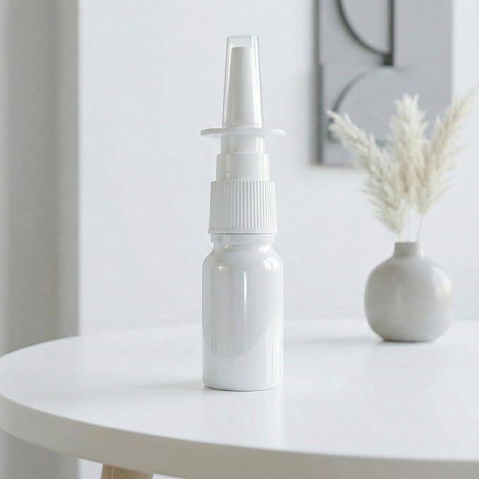 6PCS 10ML(1/3oz) Glass Nasal Spray Bottles, Refillable Empty Nose Sprayer With Fine Mist Sprayer for Travel - Includes Funnel for Saline Solution, Nasal Cleansers (10ml white 6P)