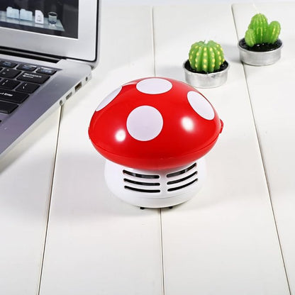 TOPINCN Mushroom Desktop Vacuum Cleaner, Mini Mushroom Shape Cute Desktop Keyboard Corner Dust Vacuum Cleaner Sweeper for Home School Office(Red)