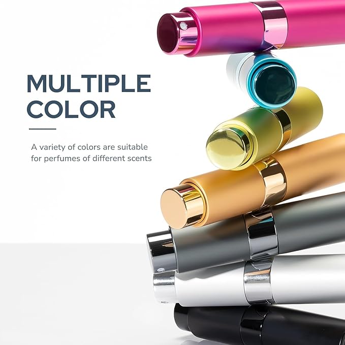 Fusupak Perfume Atomizer Travel Bottle Refillable: Cologne Sprayer Portable for Men - Mini Spray Empty for Refill - 8ml Small Size Black Pink Silver