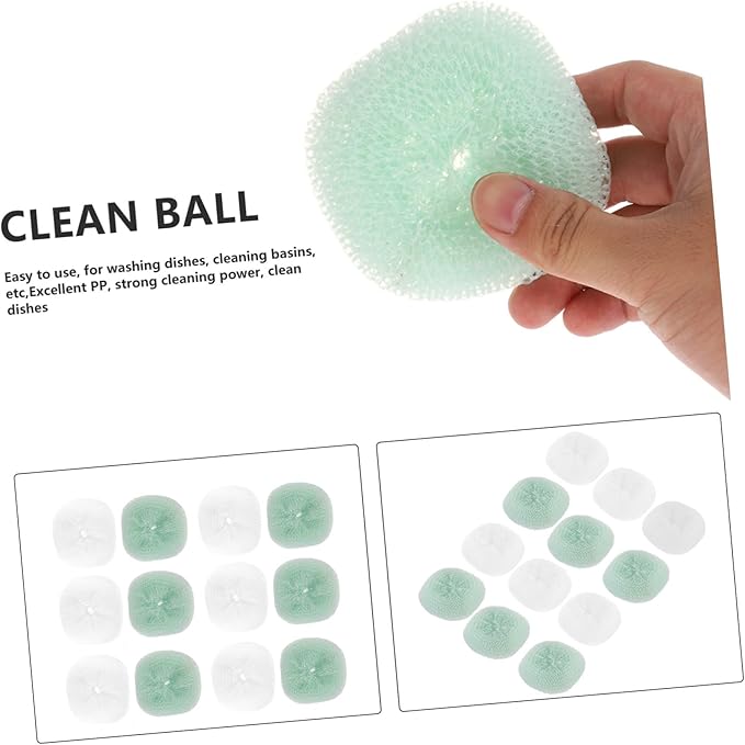 minkissy 12PCS Household Scouring Balls for Kitchen Cleaning Washing Pot Scrubber Balls Versatile Dish and Pan Washing Tools Material Random Colors for Daily Use