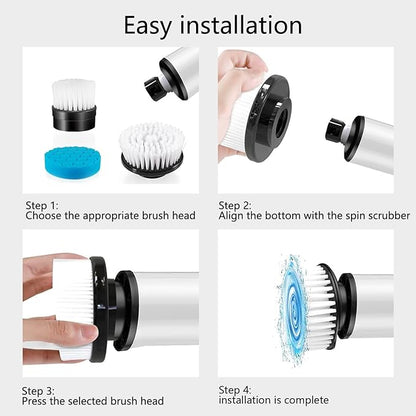 Electric Spin Scrubber Replacement Heads 7 in 1 Cleaning Brush, for Electric Spin Scrubber of ANS-8051A/8050 Power Shower Scrubber,for Household and Heavy Oil Pollution Cleaning Accessory Black