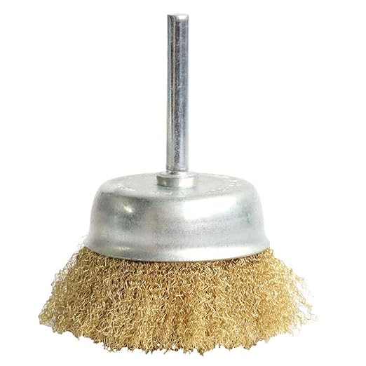 FPPO 5pcs Brass Wire Wheel Brush Kit for Drill,Crimped Cup Brush with 1/4-Inch Shank ,0.13mm True Brass Wire,Soft Enough to Cleaning or Deburring with Less Scrach