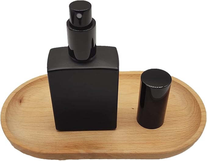8PCS Square Glass Spray bottle,1.7oz Small Refillable Container with Fine Mist sprayer,Perfume bottle (50ml, Matte Black)