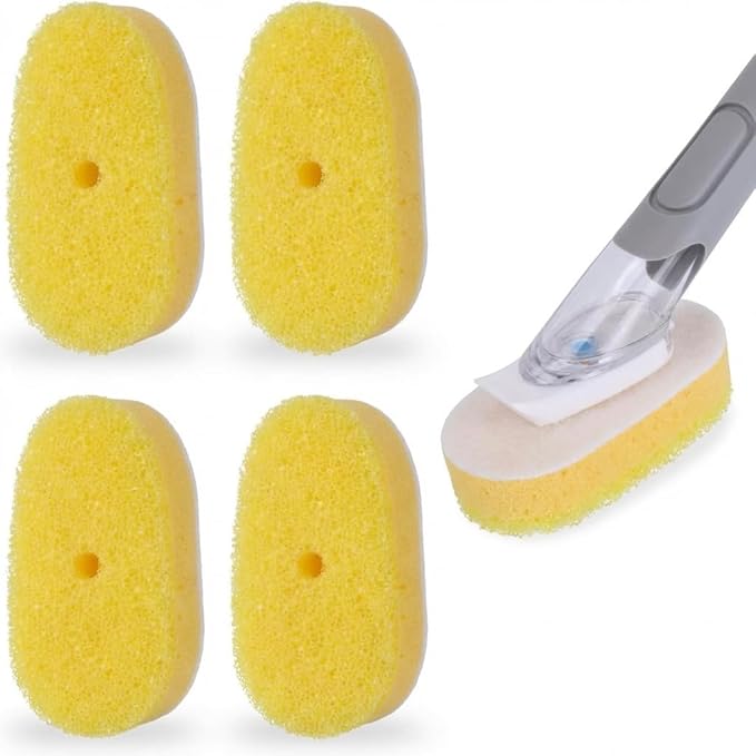 4-Pack Dish Wand Sponge Refills for Scrub Daddy Dish Daddy (Yellow)
