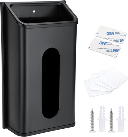 Sumnacon Grocery Bag Dispenser Wall Mount Stainless Steel Bag Dispenser for Plastic Bags Sturdy Grocery Bag Holder with Screws Adhesives Plastic Bag Holder for Kitchen Pantry Cabinet (Black)