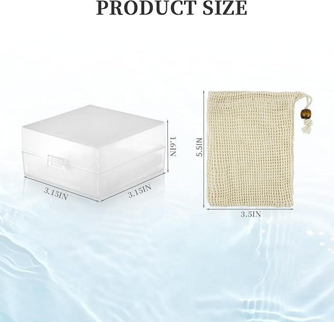 1 PCS Travel Soap Case for DR. Squatch Soap, Translucent Square Soap Dish with Draining Pad, Portable Bar Soap Travel Case with Soap Saver Bag for Bathroom Gym Camping Outdoor (Matte Clear)