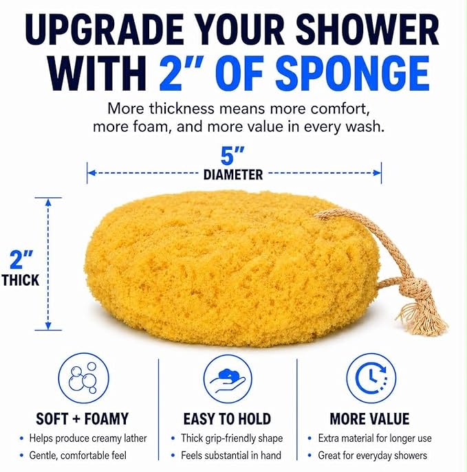 Michelle's Melting Pot Exfoliating Foam Sea Sponge, Natural Feel, Shower Loofah, Bath Sponge, Rich Lather (Set of 3)