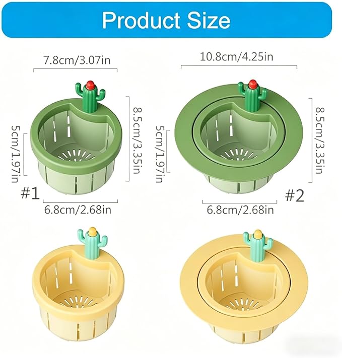 Cactus Kitchen Sink Drain Strainer, 2026 Upgrade Cactus Sink Strainer Basket, Fun Sink Accessory Innovations in Household Kitchen Supplies Bring Different Joy and Mood to The Kitchen (2pcs-Yellow)