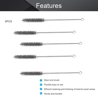 Utoolmart Wire Tube Brushes, Stainless Steel Bottle Bristle Cleaning Spiral Power Pipe Brush,0.8-inch Diameter 12-inch Length, Long-Handle Cleaner for Auto Parts, Bottles,Tubes, Keyboards,Glass