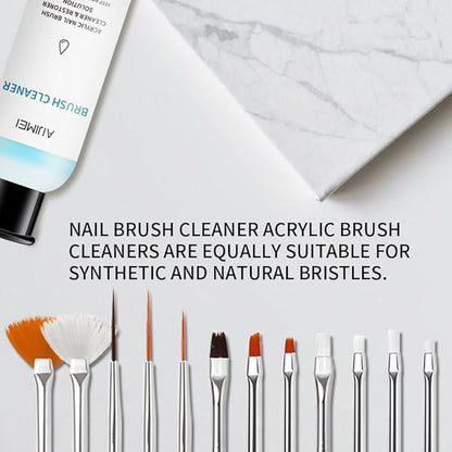 Nail Brush Cleaner 120ml Gel Solution for Preserving & Restoring Nail Art Brushes Includes Glass Cup & Cleaning Cotton Pads Effective Manicure Brush Cleaning For Home Nail Salons