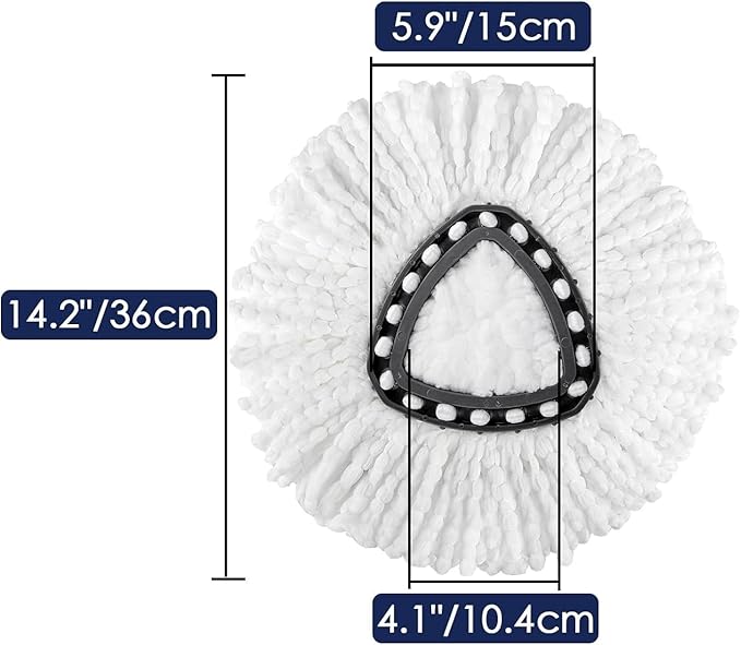 Mop Replace Head, Spin Mop Replacement Head Easywring 1-Tank System, Easy Cleaning, Microfiber, Machine Washable (3 Pack)