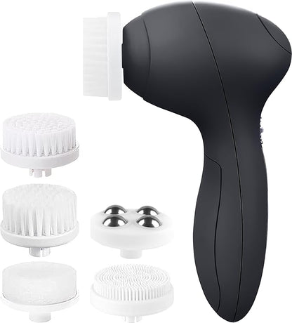 Facial Cleansing Brush Face Scrubber Exfoliating Cleaning Skin Care Cleanser Wash Women Girls Electric Beauty Powered Exfoliator Skincare Spin Tools Scrub Washer Self Care by VISOFO (Onyx)