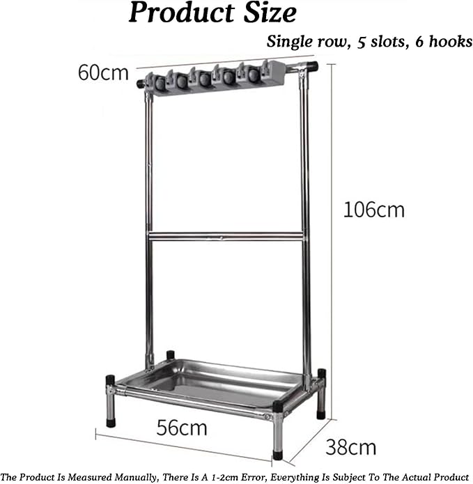 Broom and Mop Holder Put Wet Mops,Yard Tool Storage and Organizers,Freestanding,with 5 Card Slots and 6 Hooks(56x38x106cm)
