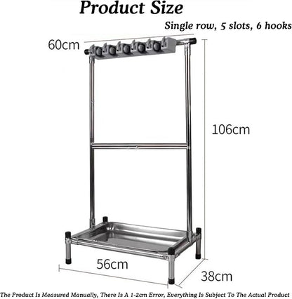 Broom and Mop Holder Put Wet Mops,Yard Tool Storage and Organizers,Freestanding,with 5 Card Slots and 6 Hooks(56x38x106cm)