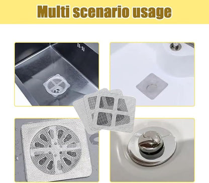 Disposable Shower Drain Hair Catcher, Disposable Hair Drain Stickers Drain Mesh Cover Bathroom Shower Drain Protector for Bathroom Laundry Kitchen Sink for Human and pet Hair (100)