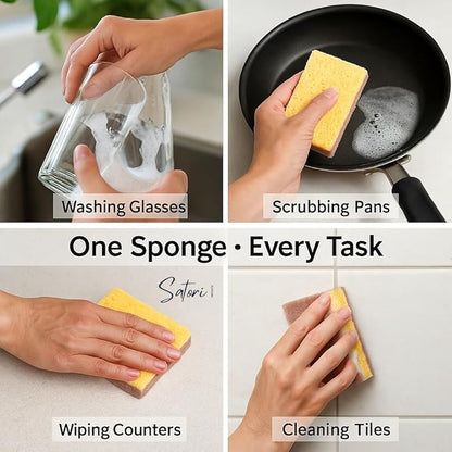 Natural Kitchen Sponges – 10 Pack Plant-Based Coconut & Cotton Scrubbers, Dual-Sided, Eco-Conscious, Odor-Resistant Dishwashing Sponges for Dishes, Pots & Pans