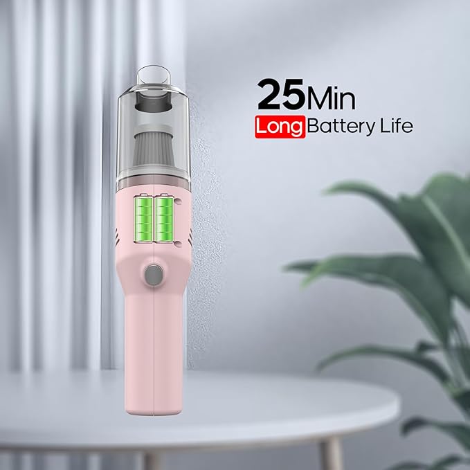 Auloea Portable Mini Car Vacuum Cleaner Pink, High Power Cordless(400g) Handheld Rechargeable Vacuum Cleaner for Desk V06