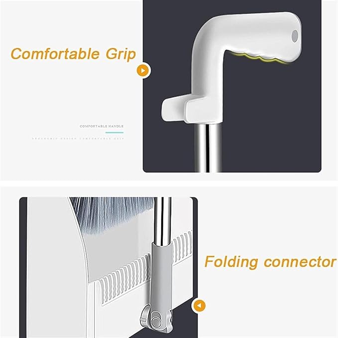 Broom and Dustpan Set, Cleaning with Dustpan Teeth, Stand up Broom & Dustpan Combo, Long Handle Broom with Dustpan Combo Set for Kitchen -ffice Lobby Floor and Dog Cat Pets Home Use