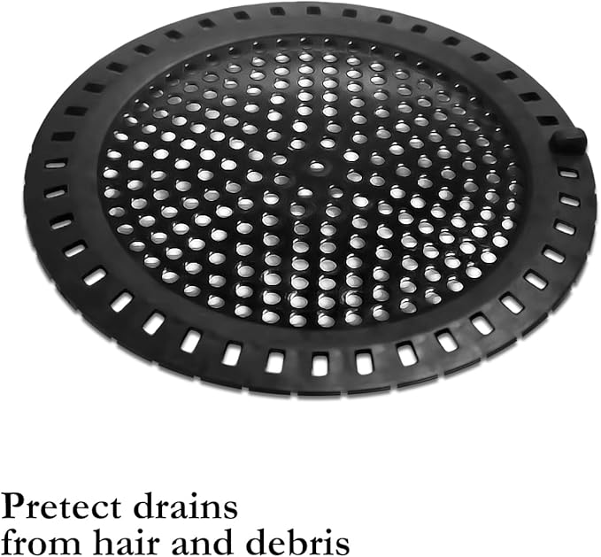 Huntonry Hair Catcher Shower & Tub Drain Protector, Bathtub & Sink Drain Strainer, Flat & Round, Black