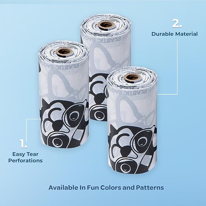 Best Pet Supplies Dog Poop Bags for Waste Refuse Cleanup, Doggy Roll Replacements for Outdoor Puppy Walking and Travel, Leak Proof and Tear Resistant, Thick Plastic - White, 240 Bags