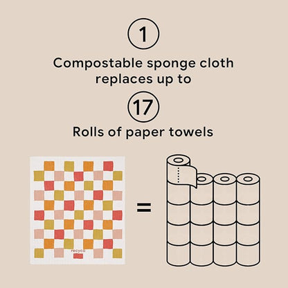 RECYCO Swedish Dishcloths for Kitchen | 6 Pack Desert Sunset Washable Dish Rags | Cellulose Reusable Cleaning Paper Towels | Absorbent Counter Dish Cloth Sponge Kitchen Wipes, 8" L x 7" W