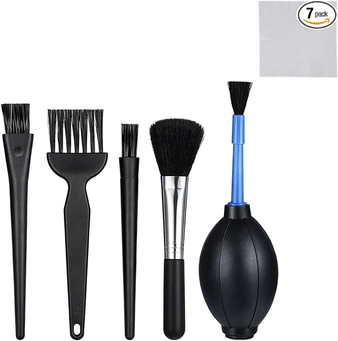 7 Pcs Dust Blower Air Blower Duster Cleaner with Cleaning Brush and Cleaning Cloth Hand Rubber Bulb Air Pump for Camera Lens Microscopes Guitars Filters Keyboards Succulents