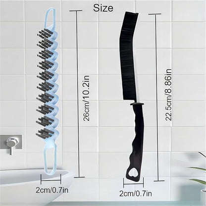 Crevice Cleaning Brush Hard Bristle Grout Brush Scrub Brush Toilet Brush Cleaning Tools Cleaning Supplies for Household Use Bathroom Kitchen 3 Pcs (Black&Blue)