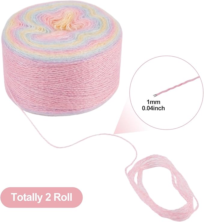 2 Roll Mohair Wool Yarn Soft for Crocheting Knitting Hand Washable Long Wool Yarn DIY Scarf Crochet Thread for Clothes Hats Sweater Scarf Craft Projects (Light Khaki)