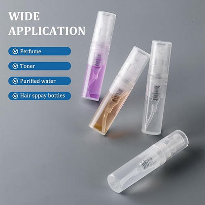 Chiallco Mini Perfume Sample Bottles, 4 ml Plastic Small Spray Bottle 10 Pack, Fine Mist, Portable Perfume Travel Refillable Bottle, Upgraded atomizer sprayer, Clear