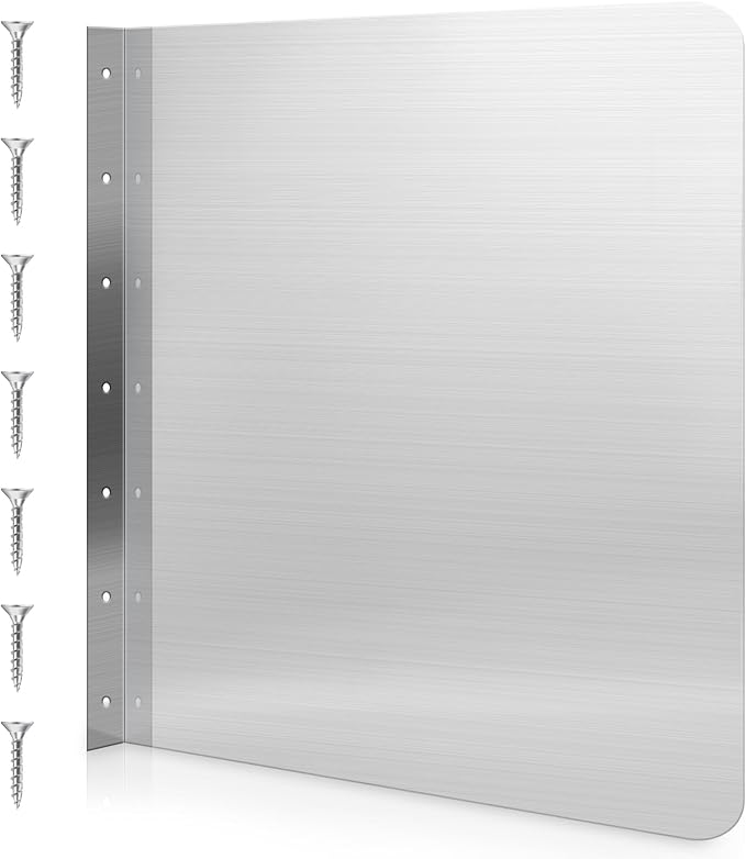 Amylove 20 x 20 Inch Stainless Steel Splash Guard Stainless Steel Wall Mount Guard with Screws Screws for Bathroom Sink Side Sink Splash Prep Sinks Protector for Commercial Kitchen Restaurant