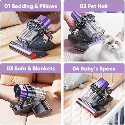 Mattress Vacuum Cleaner with 14kpa Suction, Hepa Filtration & Hot Air, High-Frequency Tapping & Smart Dust Sensor for Effective Bed & Couch Cleaning