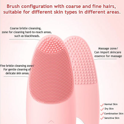 Facial Cleansing Brush, Waterproof and Rechargeable Face Scrub Brush for Men,Cleansing, Exfoliating and Massaging, Electric Face Scrubber with 42°C Constant Temperature Design-Pink