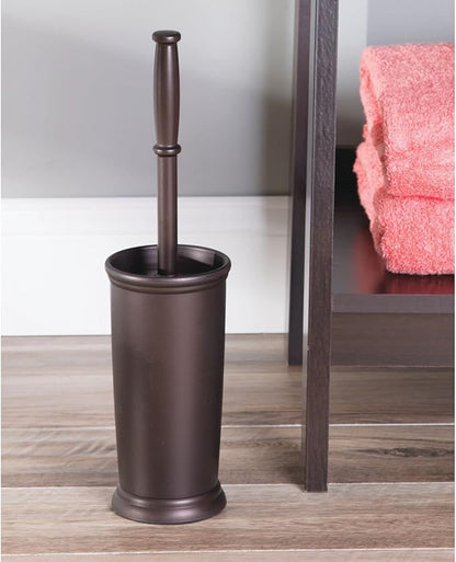 mDesign Toilet Bowl Brush and Holder - Covered Bathroom Brush - Standing Scrubber in Modern Holder - Space Saving, Deep Cleaning - 2 Pack - Hyde Collection, Bronze