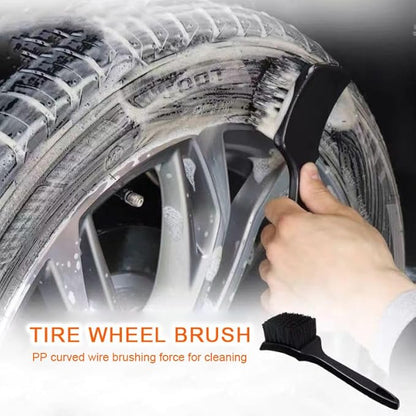 Tire & Carpet Brush - Scrub Brush for Floor Mats & Car Interior (Black & White)