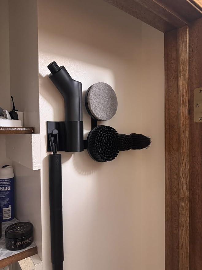 Wall Mount Holder for Hoto Wand Cordless Spin Scrubber, Space-Saving Tool Rack Storage Organizer, Hold Scrubber Accessible and Off Countertops | Keeps Bathroom & Kitchen Tools Neat (Grey)