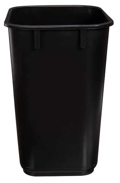 Amazon Basics Small Rectangular Commercial Office Wastebasket, Easy to Clean, 3 Gallon, Black, 2-Pack