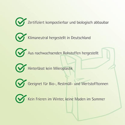 bioMat Compostable Trash Bags 8 Gallon, 50 Count, Medium flat top Kitchen Food Scrap Bin Liners, BPI, CMA and OK Compost HOME certified, Meets the ASTM D6400 Standard