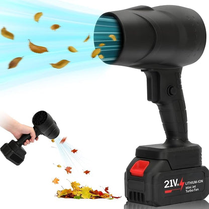 Cordless Handheld Leaf Blower with 2 x 4.0 Ah Batteries, 32000RPM Turbo Jet Blower, Small Leaf Blower for Deck, Garden, Patio, Portable Handheld Mini Turbine Drying Snow Blower Black